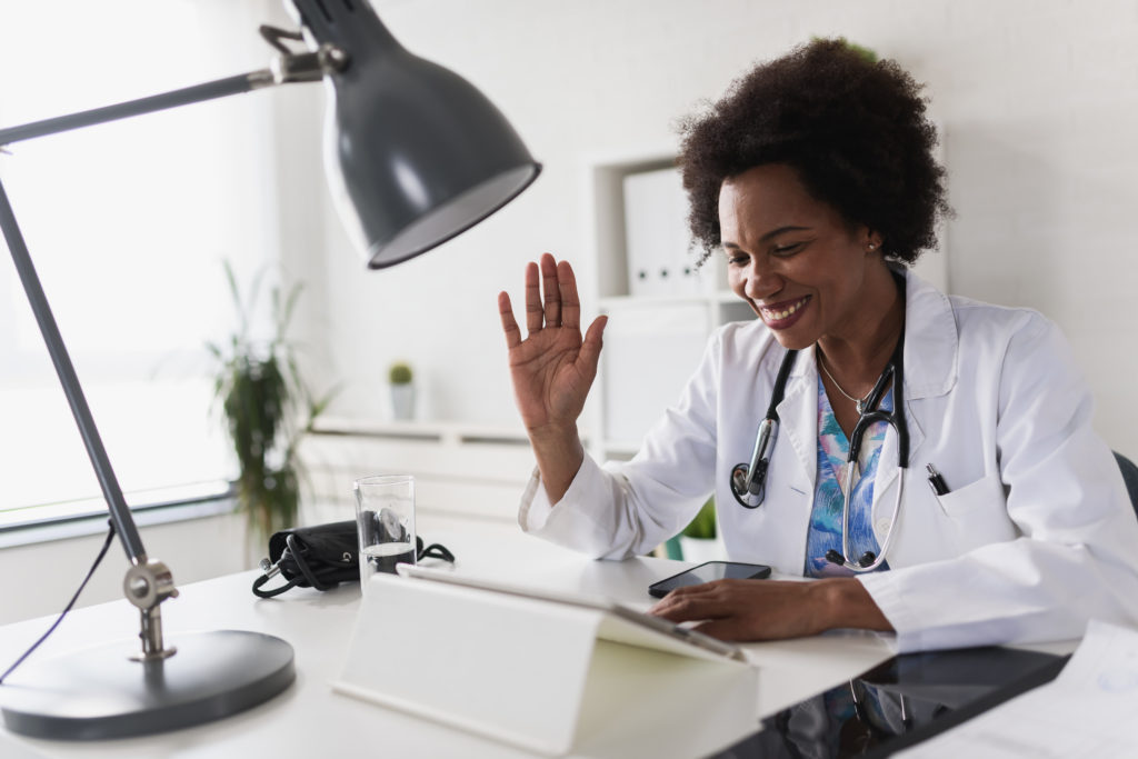 image of doctor using telehealth