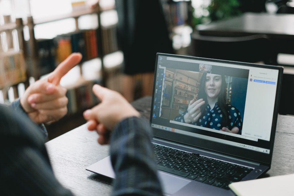 two people talking during a telehealth session